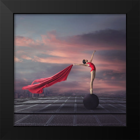 Into The Horizon Black Modern Wood Framed Art Print by Hardibudi