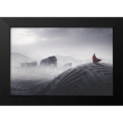 Robin Hood Black Modern Wood Framed Art Print by Buhligaha, Hussain