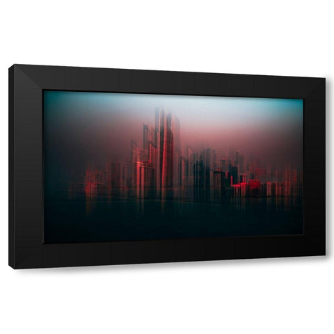 Abu Dhabi Skyline Black Modern Wood Framed Art Print with Double Matting by Chiriaco, Carmine