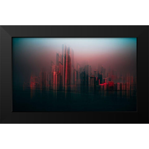 Abu Dhabi Skyline Black Modern Wood Framed Art Print by Chiriaco, Carmine