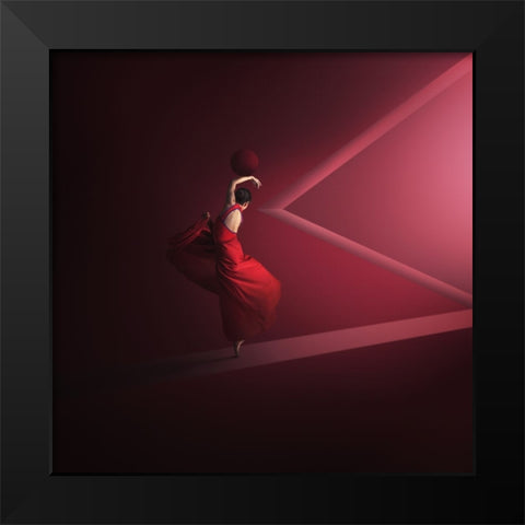 Dance Into The Light Black Modern Wood Framed Art Print by Hardibudi