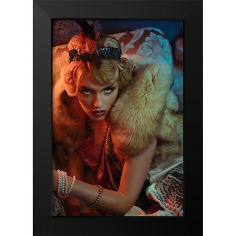 Reflection. Winter Black Modern Wood Framed Art Print by July, Ravena