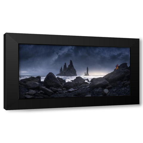 Reynisdrangar Black Modern Wood Framed Art Print by F. Turienzo, Carlos