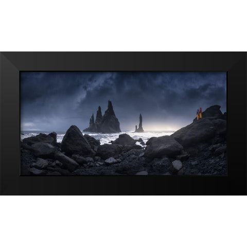 Reynisdrangar Black Modern Wood Framed Art Print by F. Turienzo, Carlos