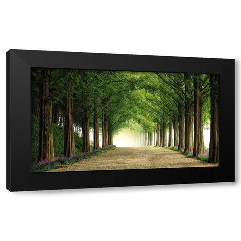 Metasequoia Road Black Modern Wood Framed Art Print by Seo, Tiger