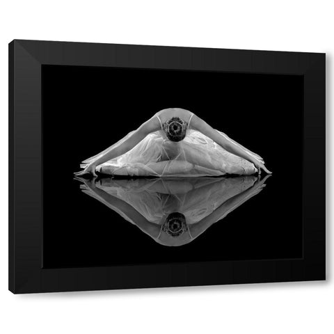 Ballerina Reflection Black Modern Wood Framed Art Print by Pentony Ma, Pauline