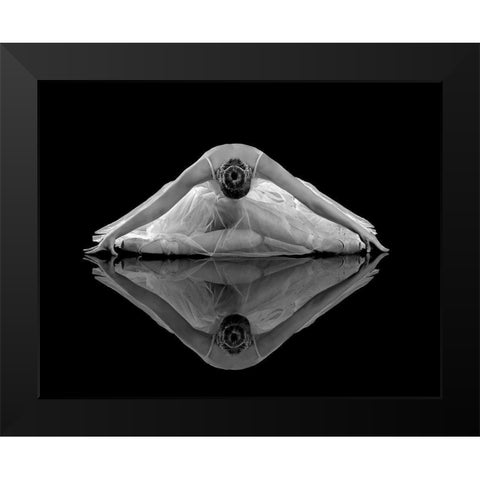 Ballerina Reflection Black Modern Wood Framed Art Print by Pentony Ma, Pauline