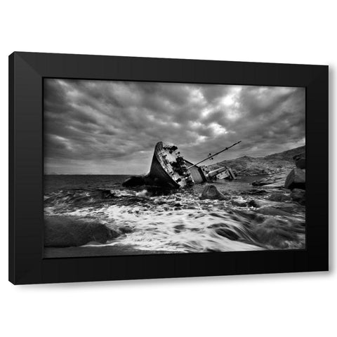 Capsized Black Modern Wood Framed Art Print with Double Matting by Wong, Adam