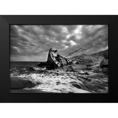 Capsized Black Modern Wood Framed Art Print by Wong, Adam