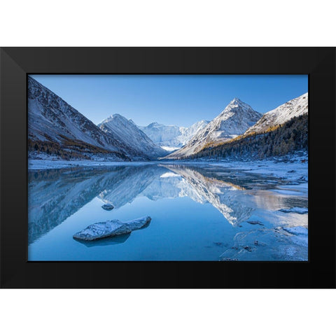 Akkem Lake Black Modern Wood Framed Art Print by Aristov, Stanislav