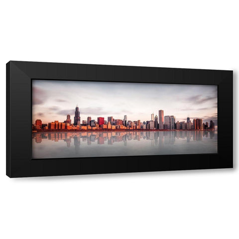 Sunrise At Chicago Black Modern Wood Framed Art Print with Double Matting by Kopczynski, Marcin
