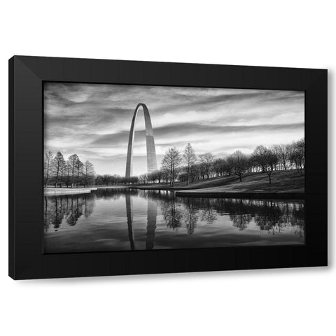 St Louis Arch Black Modern Wood Framed Art Print with Double Matting by Cameron, Errick
