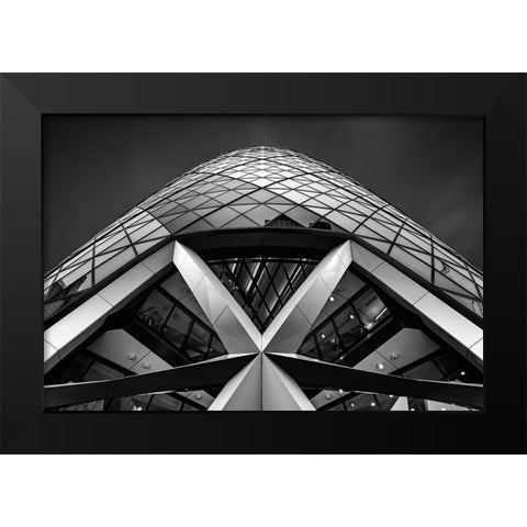 Zigzag (The  Gherkin) Black Modern Wood Framed Art Print by Thabet, Ahmed