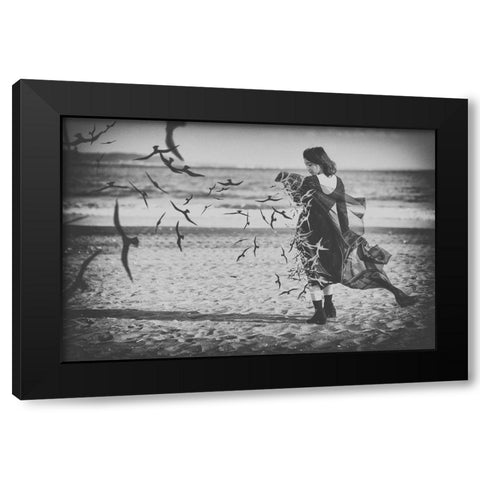 Ominous Call Death Black Modern Wood Framed Art Print with Double Matting by Kiyota, Daisuke
