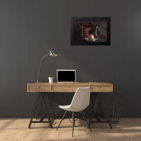 An Apple A Day Keeps The Doctor Away... Black Modern Wood Framed Art Print by Willers, Heike