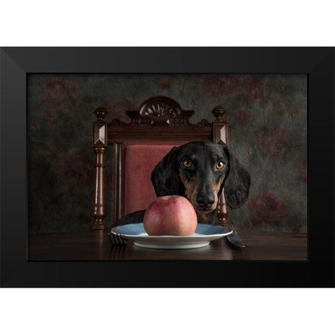An Apple A Day Keeps The Doctor Away... Black Modern Wood Framed Art Print by Willers, Heike