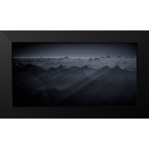 Sunrise Over The Karakoram Black Modern Wood Framed Art Print by Van Hoecke, Martin
