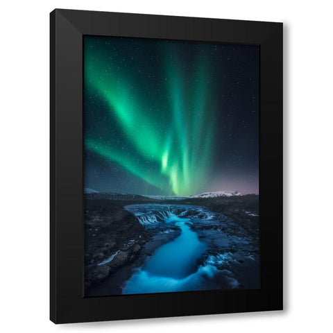 Green Vs Blue Black Modern Wood Framed Art Print by F. Turienzo, Carlos