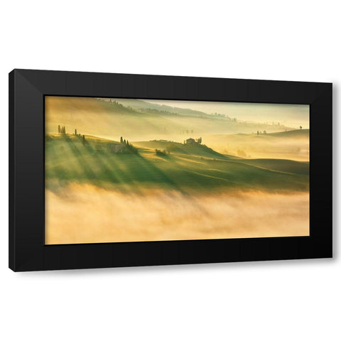 Foggy Valley... Black Modern Wood Framed Art Print with Double Matting by Browko, Krzysztof