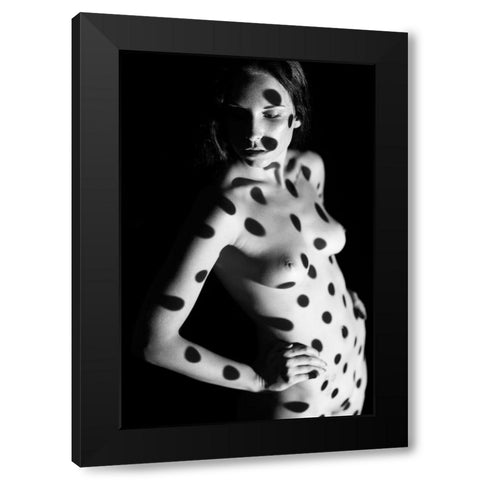 Dots Ii Black Modern Wood Framed Art Print by Blasko, Jan