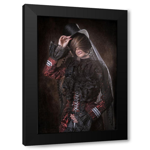 Mistery Girl Black Modern Wood Framed Art Print with Double Matting by Kayen-Mouthaan, Carola