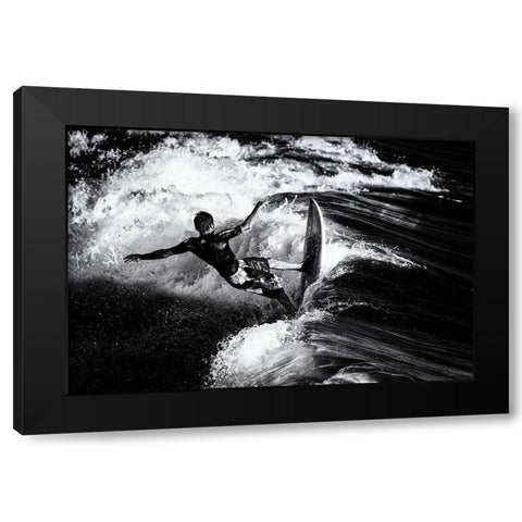 Surf 8 Black Modern Wood Framed Art Print with Double Matting by Della Latta, Massimo