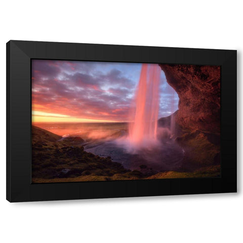 The Burning Falls Black Modern Wood Framed Art Print with Double Matting by Gastager, Daniel