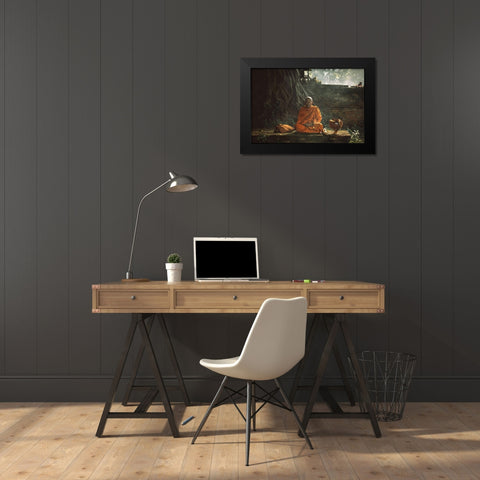 No.17 Black Modern Wood Framed Art Print by M, Adirek