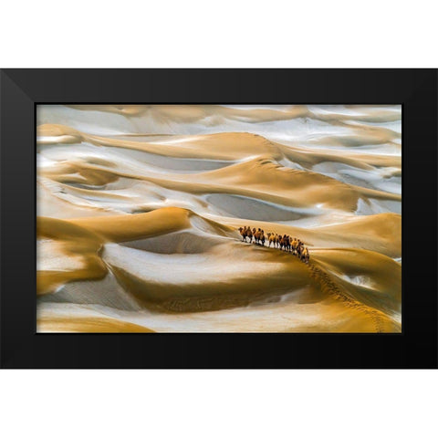 Desert Winter Black Modern Wood Framed Art Print by Zhu, Hua