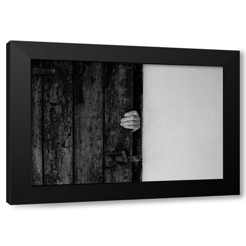 Hand On Door Black Modern Wood Framed Art Print with Double Matting by Schuster, Inge