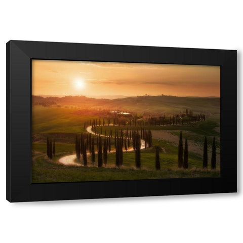 Tuscany Evening Black Modern Wood Framed Art Print with Double Matting by Anton, Rostovskiy