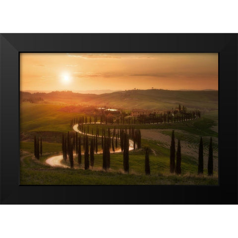 Tuscany Evening Black Modern Wood Framed Art Print by Anton, Rostovskiy