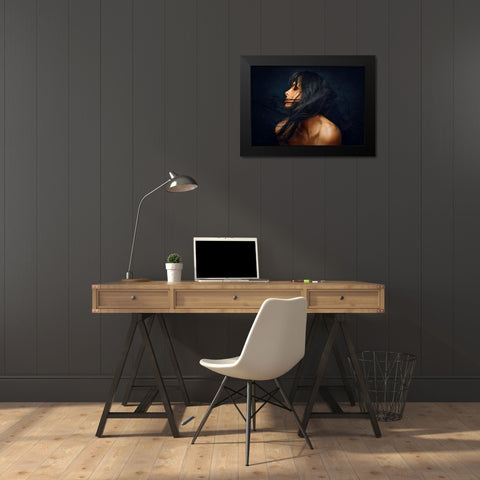 Yanika Black Modern Wood Framed Art Print by Rise, Zachar