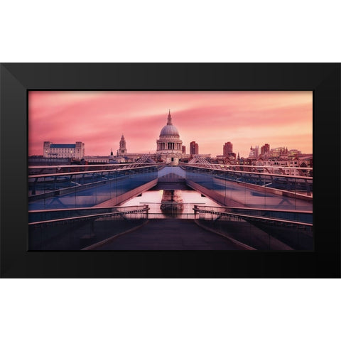 Sunrise At Millennium Bridge Black Modern Wood Framed Art Print by Cuomo, Massimo