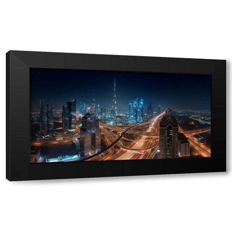 Downtown Black Modern Wood Framed Art Print by De La, Javier