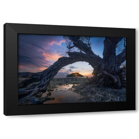 Dry Black Modern Wood Framed Art Print with Double Matting by Rizal, Ade