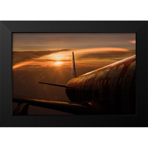 Out Of The Flight Black Modern Wood Framed Art Print by Khemkum, Ekkachai