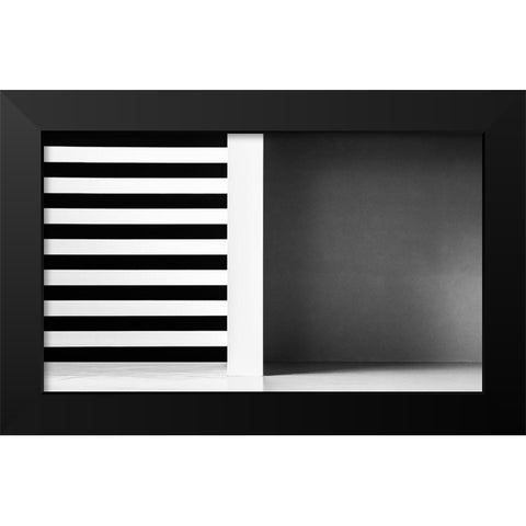 Stripes And Shadows Black Modern Wood Framed Art Print by Schuster, Inge