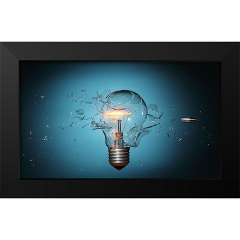 Stop Global Warming Black Modern Wood Framed Art Print by Augusteijn, Lex
