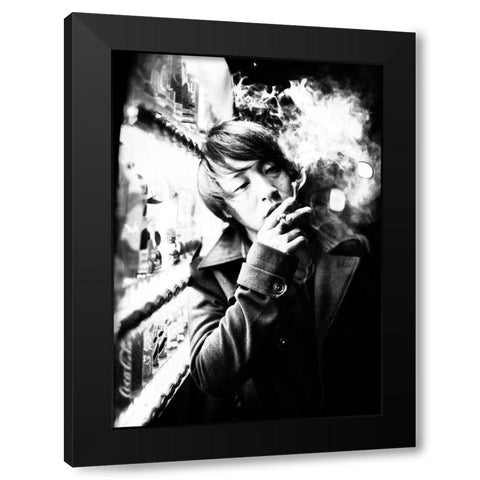 Smoking Black Modern Wood Framed Art Print by Matsunaga, Toru
