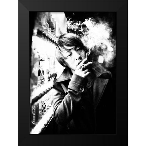 Smoking Black Modern Wood Framed Art Print by Matsunaga, Toru