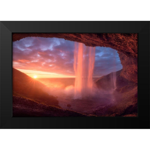 A Wall Of Flames Black Modern Wood Framed Art Print by Gastager, Daniel