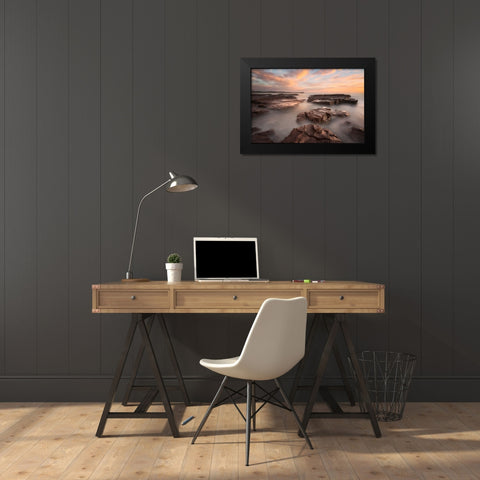 Summer Glow Black Modern Wood Framed Art Print by Zhu, Jingshu