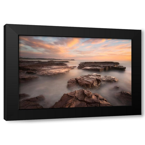 Summer Glow Black Modern Wood Framed Art Print by Zhu, Jingshu