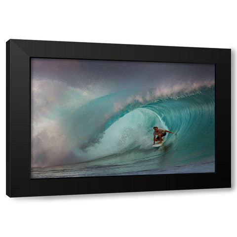 Rolling Surfer Black Modern Wood Framed Art Print with Double Matting by Bunjamin, Antonyus