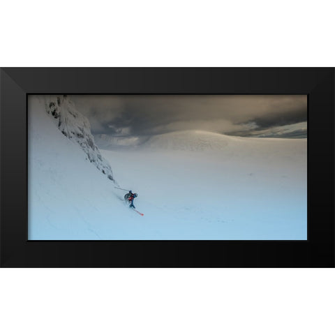 Moon Landscape Black Modern Wood Framed Art Print by Verbiest, Eric