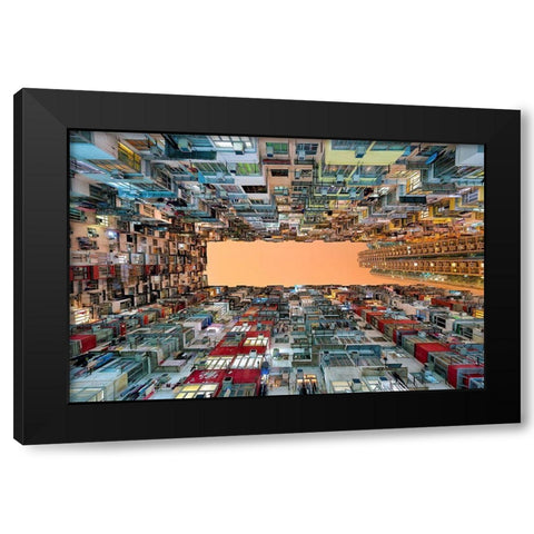 Crowded Spaces Black Modern Wood Framed Art Print by Macua, Gerald