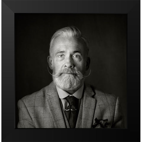Man With A Tash Black Modern Wood Framed Art Print by Wilkinson, Hugh