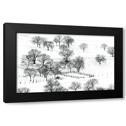 Bashang Winter Black Modern Wood Framed Art Print with Double Matting by Zhu, Hua