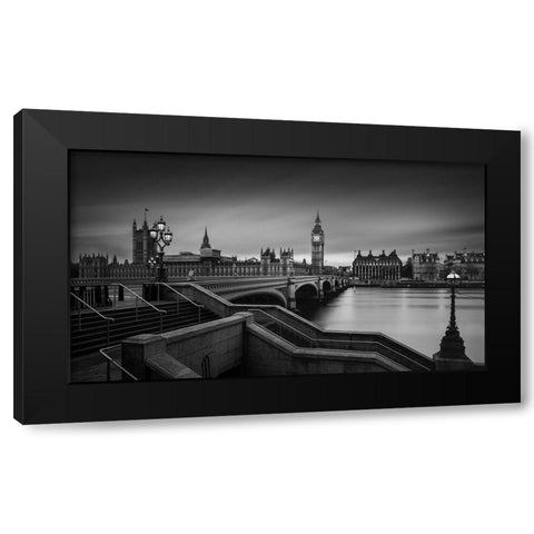 Westminster Bridge Black Modern Wood Framed Art Print by Lopez, Oscar